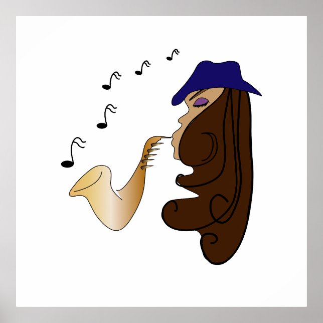 Poster Dame de Jazz, saxophoniste (Devant)