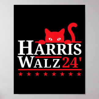 Poster Dame Du Chat Pour Kamala Harris Tim Walz Vp 2024