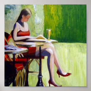 Poster Dame en rouge