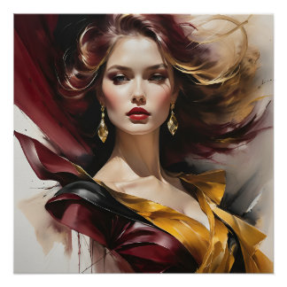 Poster Dame en rouge 2