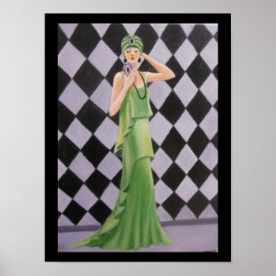 POSTER DAME EN VERT