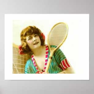 Poster Dame et tennis