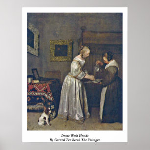 Poster Dame Laver Les Mains De Gerard Ter Borch Le Jeune