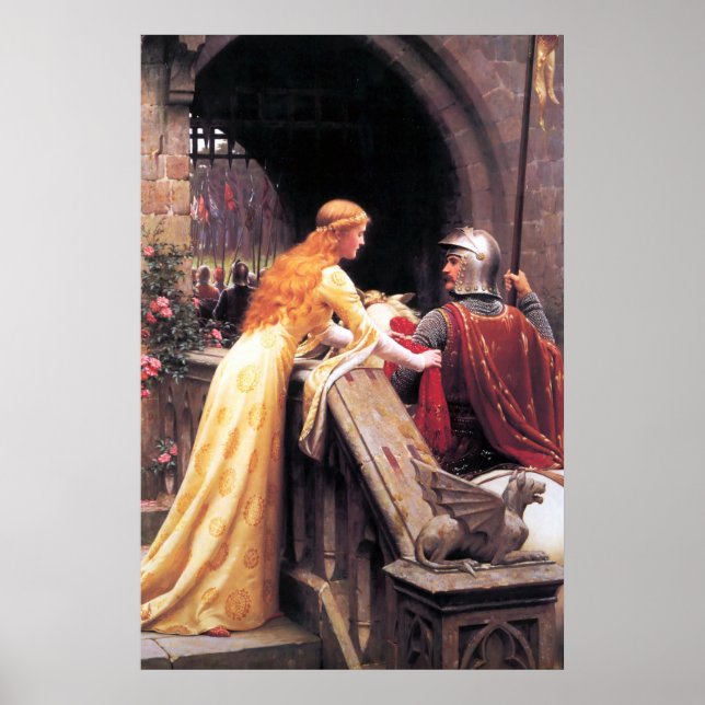 Poster Dame médiévale et chevalier (Devant)