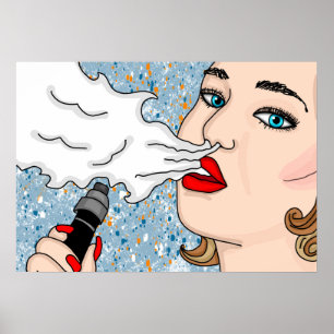 Poster Dame Vaping Style Rétro