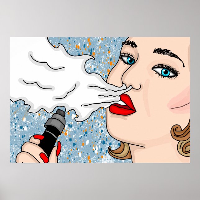 Poster Dame Vaping Style Rétro (Devant)