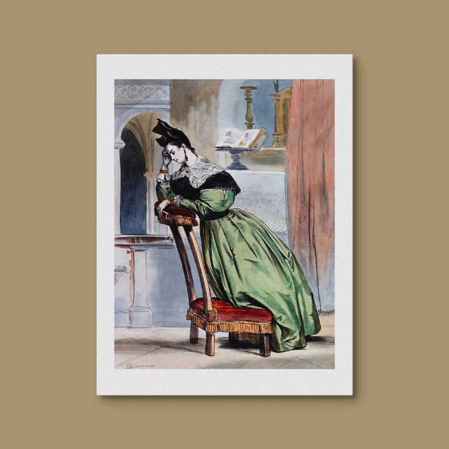 Poster Dame victorienne contemporaine en vert - Elegant A (Créateur téléchargé)