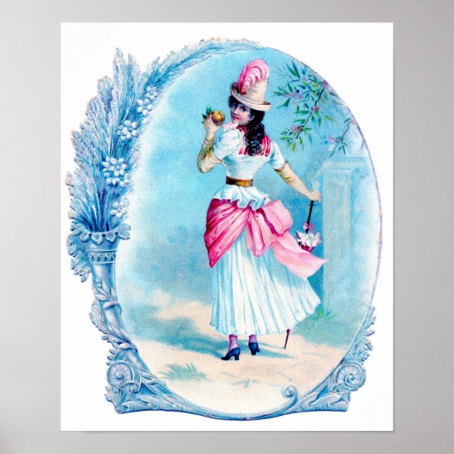 Poster Dame victorienne en art rose Imprimer (Devant)