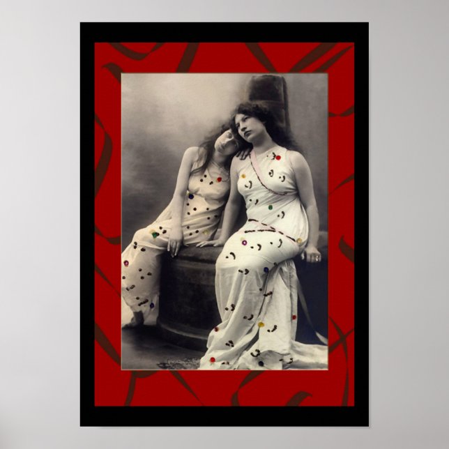 Poster Dames aux cheveux longs image victorienne (Devant)