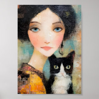 Poster Dames & Chats – Collection de portraits vintage 1