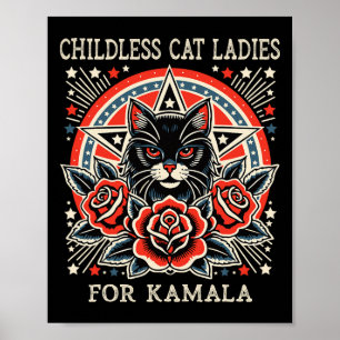 Poster Dames De Chat Sans Enfant Pour Kamala Harris