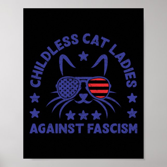 Poster Dames de chats sans enfants contre le fascisme Drô (Devant)