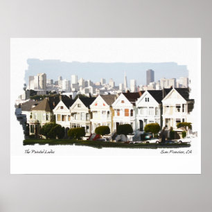 Poster Dames peintes d'aquarelle de San Francisco