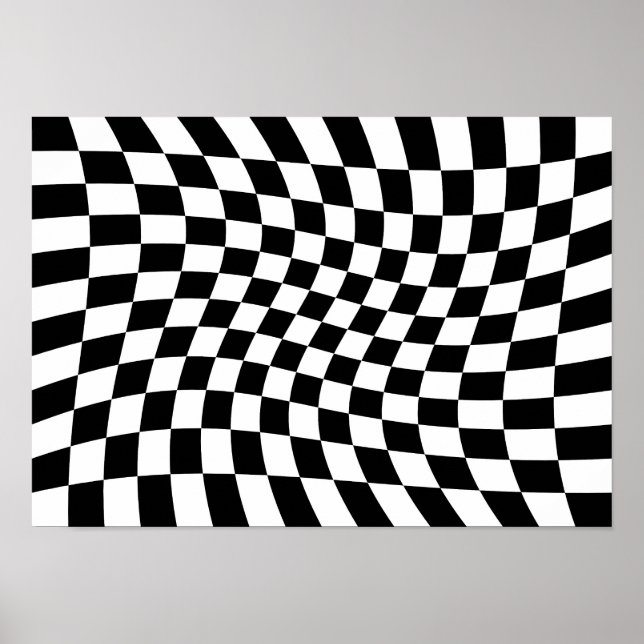 Poster Damier tordu abstrait (Devant)
