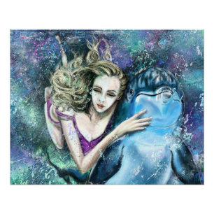 Poster d'amis pour les femmes et les dauphins - Pe