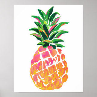 Poster d'ananas tropical joyeux - 11"x 14"