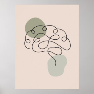 Poster d'anatomie cérébrale d'art minimal