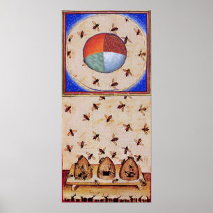 POSTER DANCE OF THE HONEY BEES WITH FOUR ELEMENTS