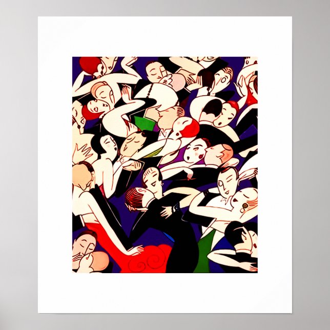 Poster Dancing Couples Vintage Art Deco (Devant)