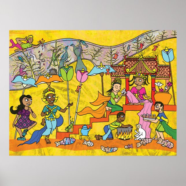 Poster Dancing Devas - Art cambodgien Imprimer (Devant)