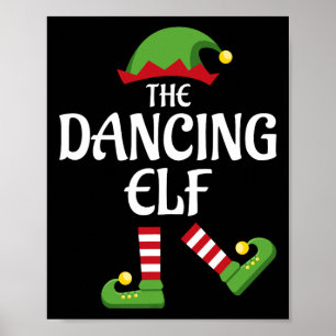 Poster Dancing Elf Famille de jumelage Groupe Noël