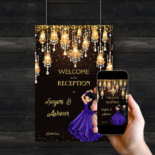 Poster Dancing Indian couple chic accueil signe de bienve