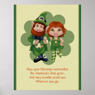 Poster Dancing Leprecauns Pixel Art St. Patrick's Day