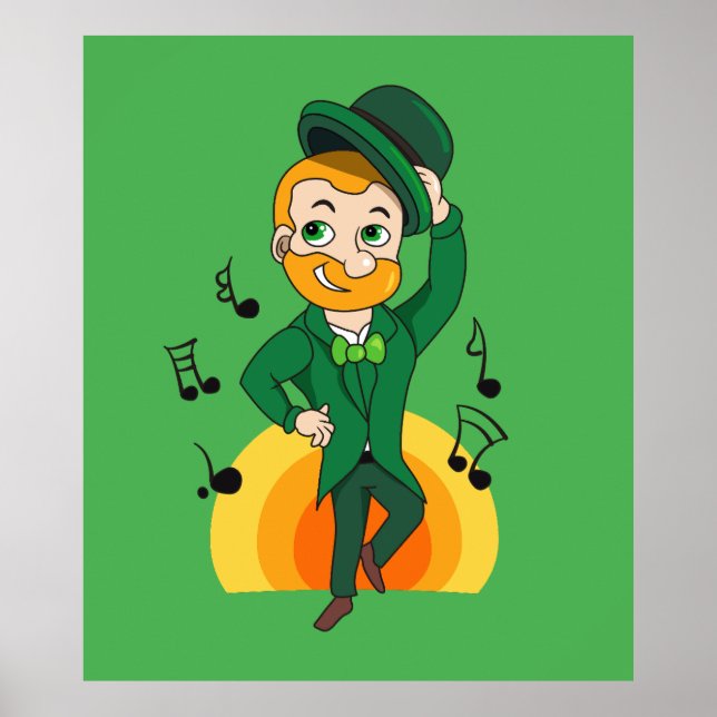 Poster Dancing leprechaun, dessin animé de la Saint Patri (Devant)