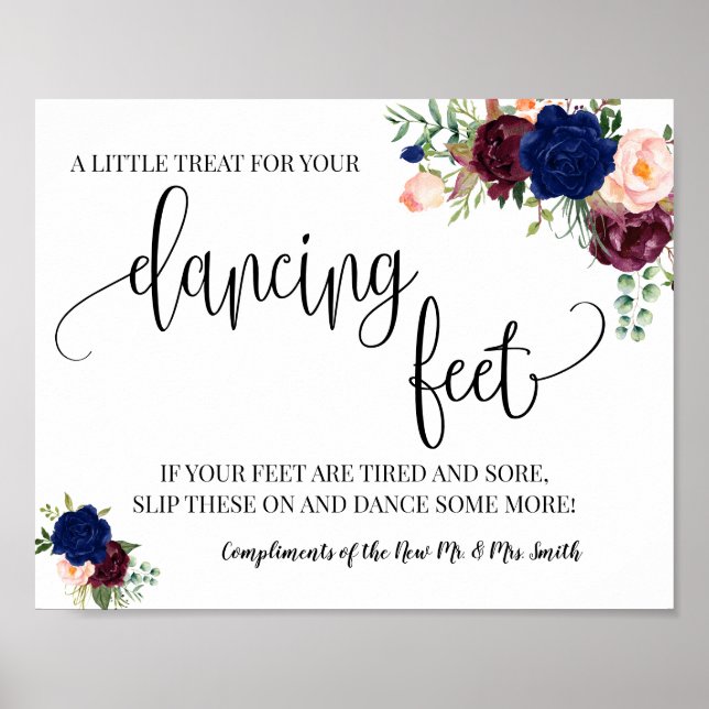 Poster Dancing pieds signe tongs flops mariage marine bou (Devant)