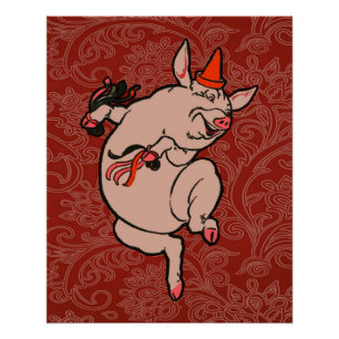 Poster Dancing Pig Antique Cute Danseuse