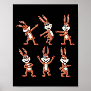 Poster Dancing Rabbits Défi de danse du jour de Pâques Ga