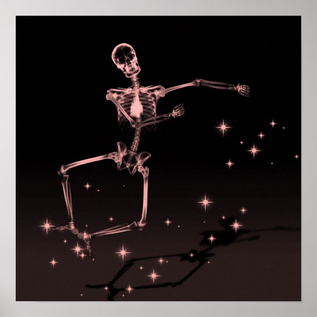 Poster Dancing X-Ray Skeleton - Rouge (Devant)