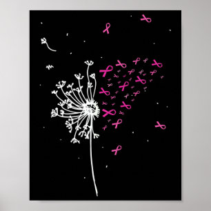 Poster Dandelion Pink Ribbon Cool Sensibilisation au canc