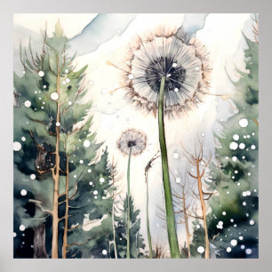 Poster Dandelion Wall Art, Carré Floral