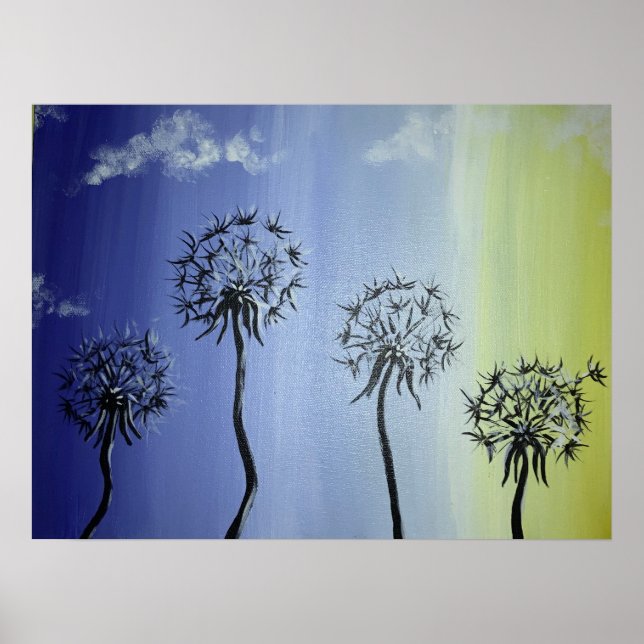 Poster Dandelions et ciel (Devant)