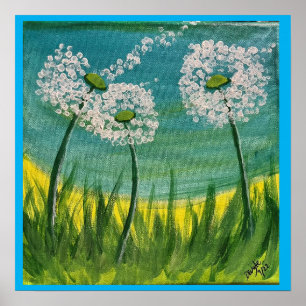 Poster Dandelions - Peinture originale et poème