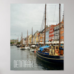 Poster Danemark, Bateaux de rue de Nyhavn