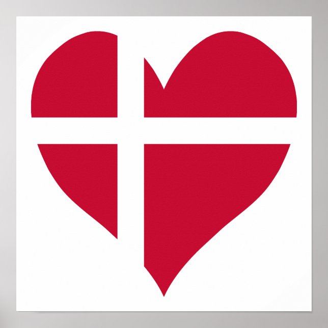 Poster Danemark - Coeur du drapeau (Devant)