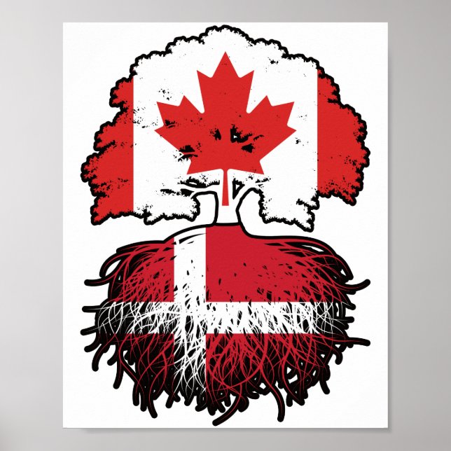 Poster Danemark Danemark Danemark Canada drapeau des raci (Devant)