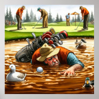Danger aquatique - Golf Art Imprimer