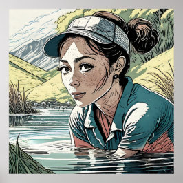 Poster Danger aquatique - Golf Art Imprimer