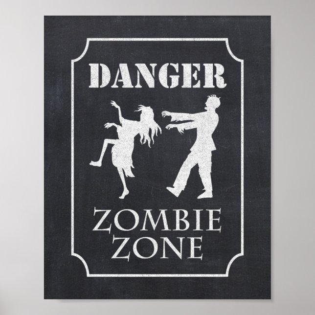 Poster Danger Zombie Zone Halloween Party panneau de tabl (Devant)