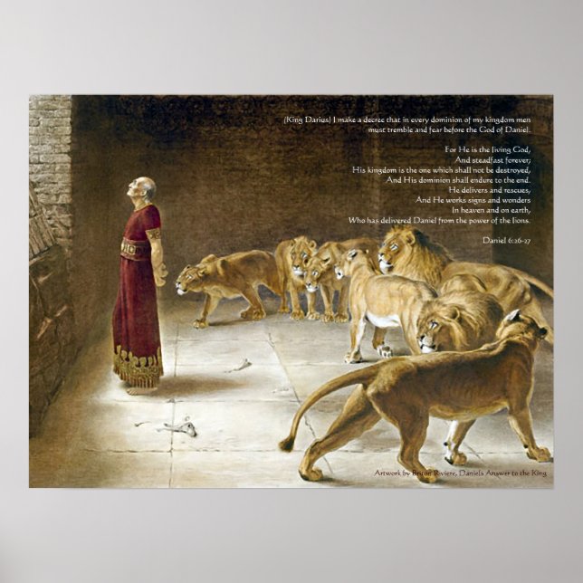 Poster Daniel in the Lion's Den avec / Bible Verse Art Im (Devant)