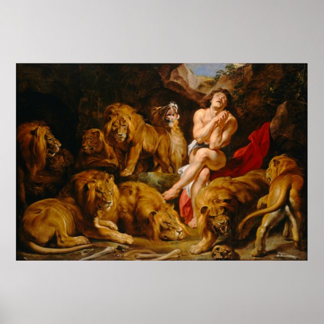 Poster Daniel in the Lions' Den par Peter P. Rubens (1614 (Devant)