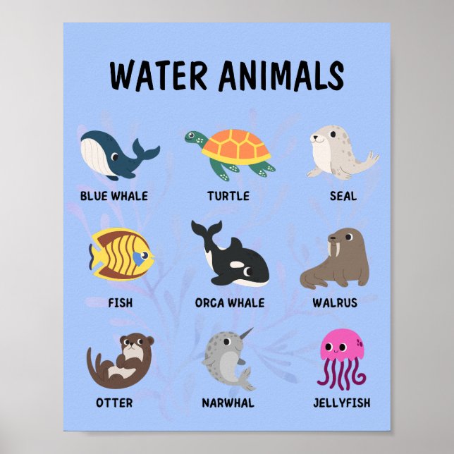 Poster d'animaux aquatiques (Devant)