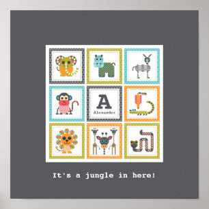 Poster d'animaux Safari dans la jungle moderne des