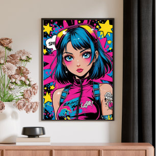 Poster d'Anime Girl - Style Pop Art Moderne Style 