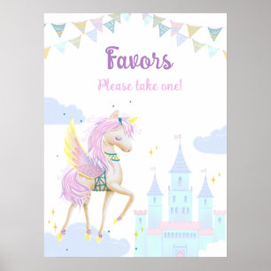 Poster d'anniversaire avec une adorable licorne.