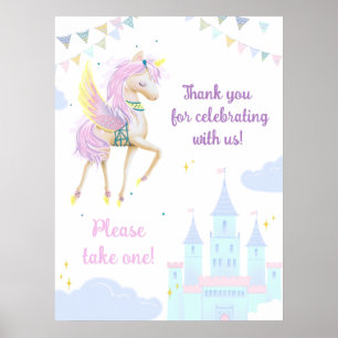 Poster d'anniversaire avec une adorable licorne.