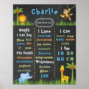 Poster d'anniversaire Baby Jungle Thème Une fête S